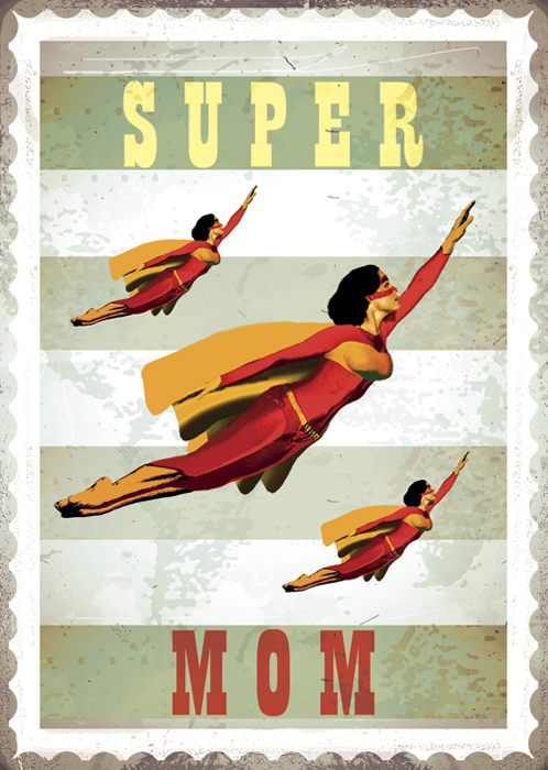 Super Mom Mothers Day Greeting Card by Max Hernn